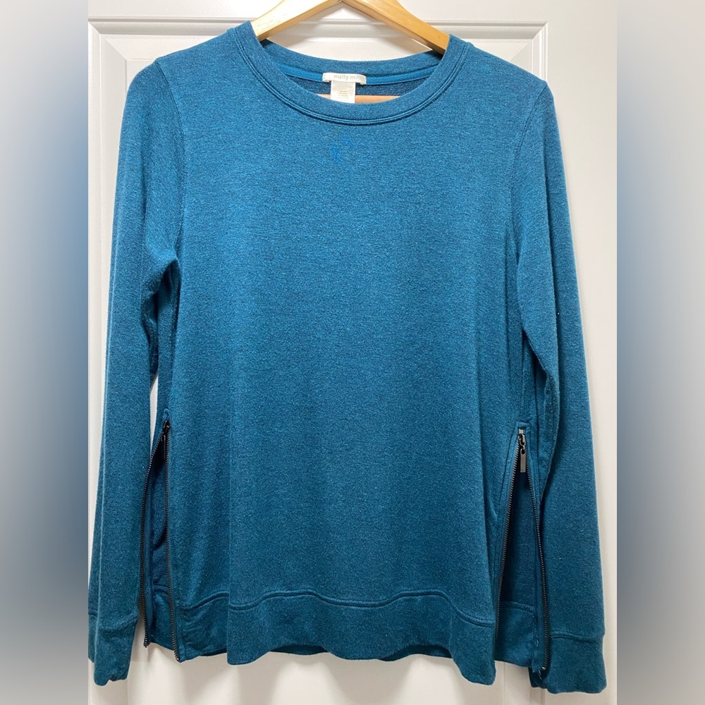 3/$20 Matty M Soft Teal Side Zipper Sweater S/M
